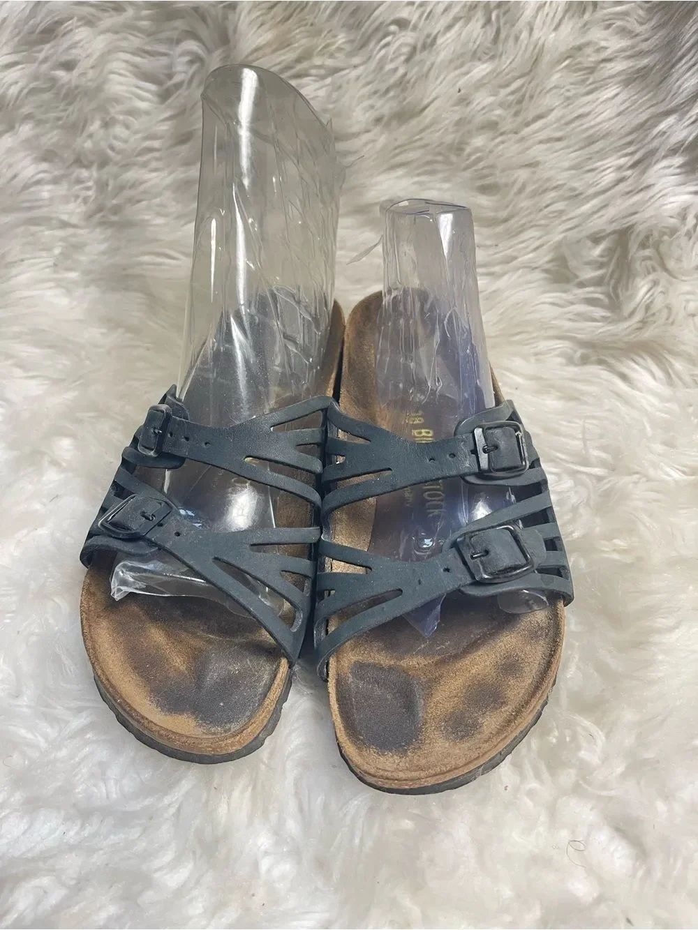 Birkenstock Granada Black double straps slide Sandals EUR SZ38.